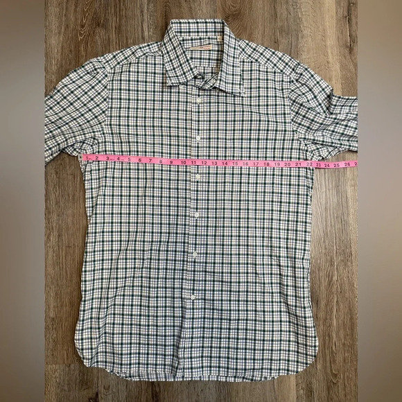 Luciano Barbera Green/Blue/White 100% Cotton Plaid Button Up Shirt Size XL Italy - Picture 6 of 8